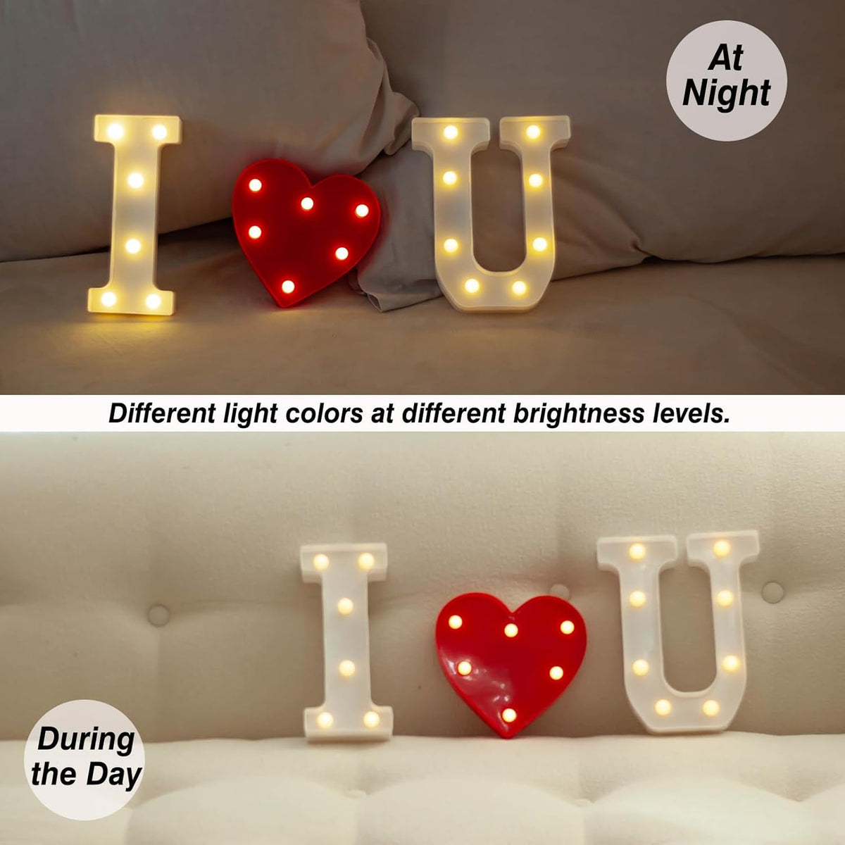 LED Marquee Letter Lights, Light Up Letters Marquee I Love U Sign, Decorative LED Alphabet Lamp