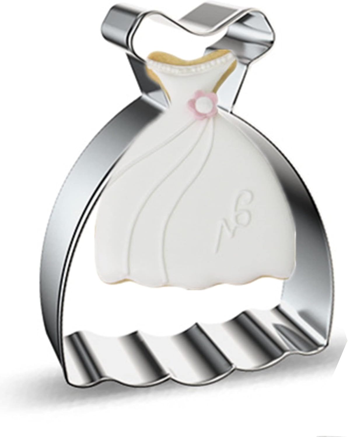 Large Size Dress Shaped Cookie Cutter, Stainless Steel Off-the-shoulder Wedding Princess Dress