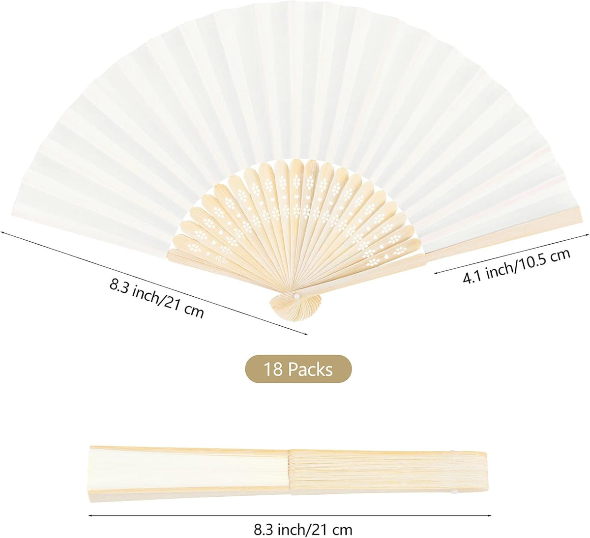 Aneco 18 Pieces Handheld Fans Cloth Hand Fans Bamboo Folding Fans for Wedding Decoration, Church