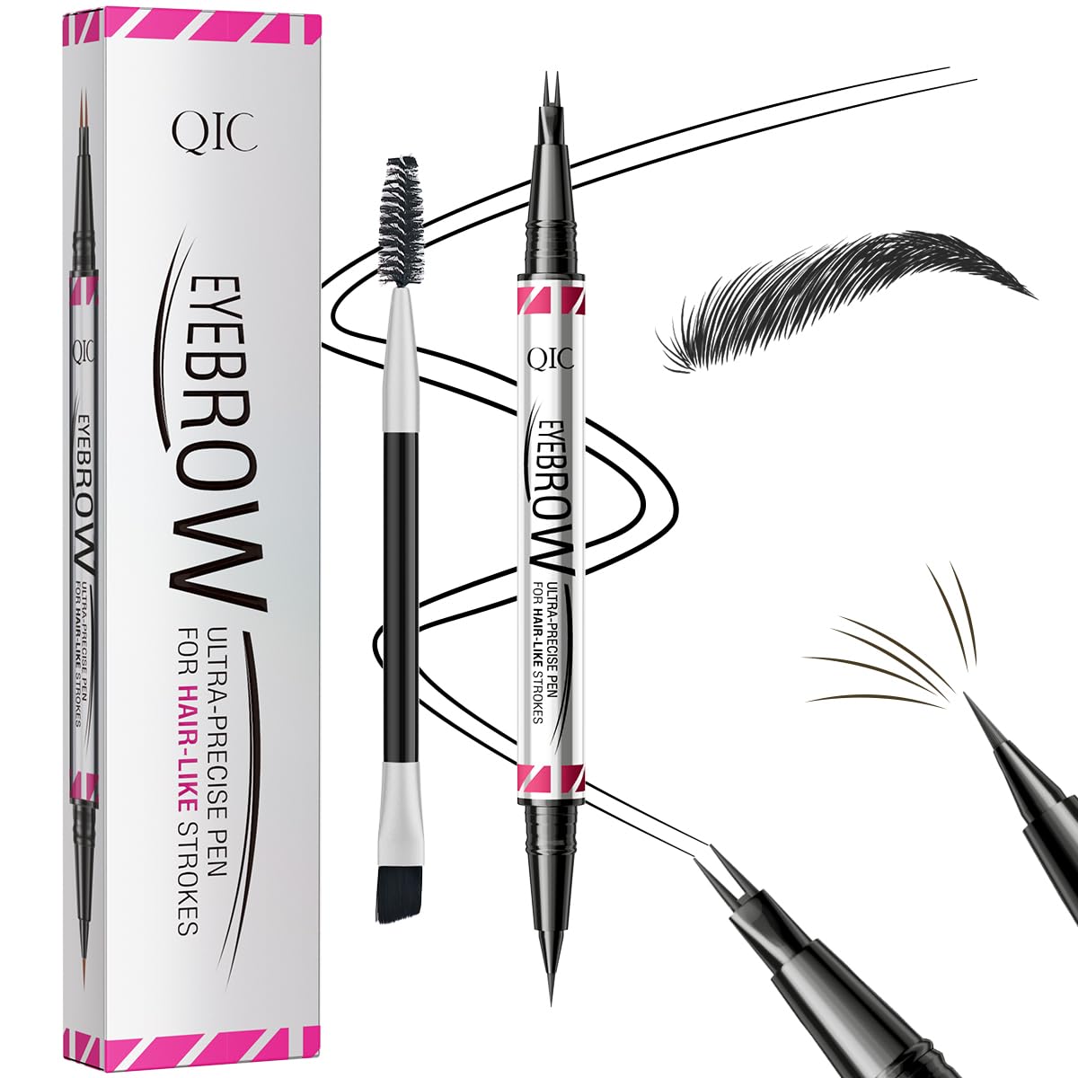 Eyebrow Pencils for Women, 2-in-1 Dual-Ended Microblading Eyebrow Pencil Waterproof with 2 Fork Tip
