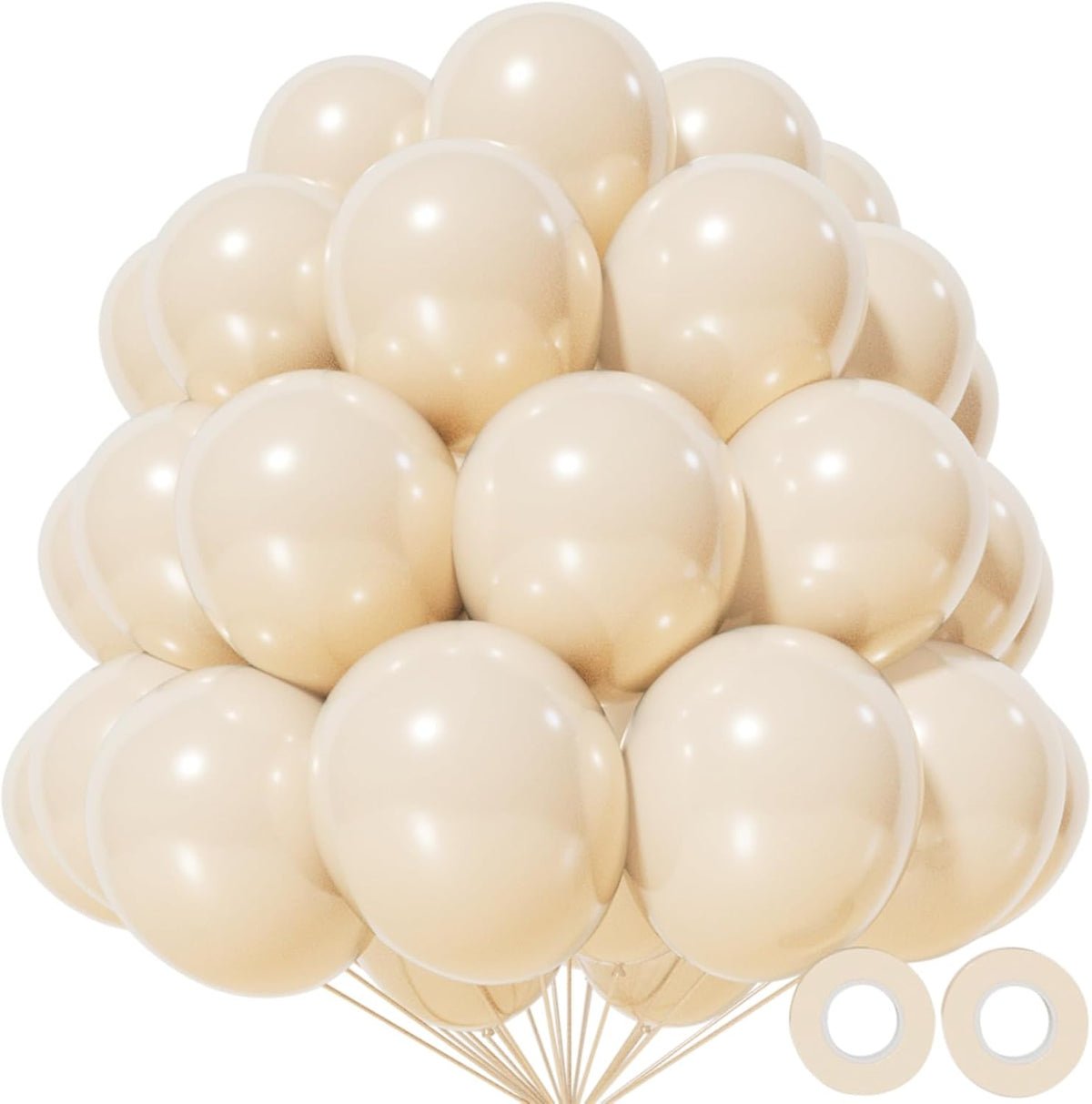 KAWKALSH Sand White Balloon 12 Inch, 110pcs Latex Party Balloons Helium Bright Color for Birthday