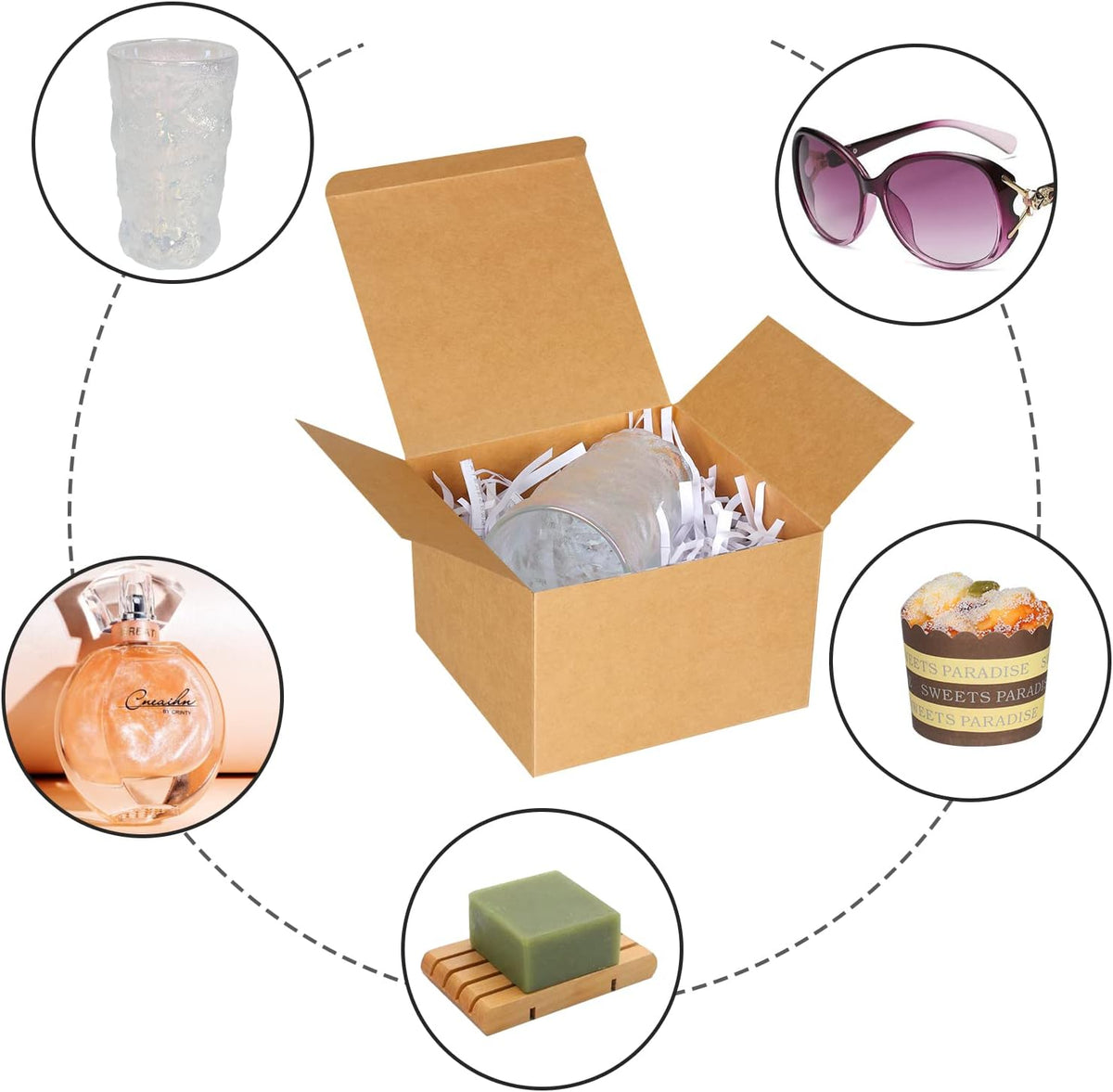 COTOPHER Small Gift Boxes 10 Pack 6x6x4 inches Brown Gift Boxes with Lids for Gifts, Crafting