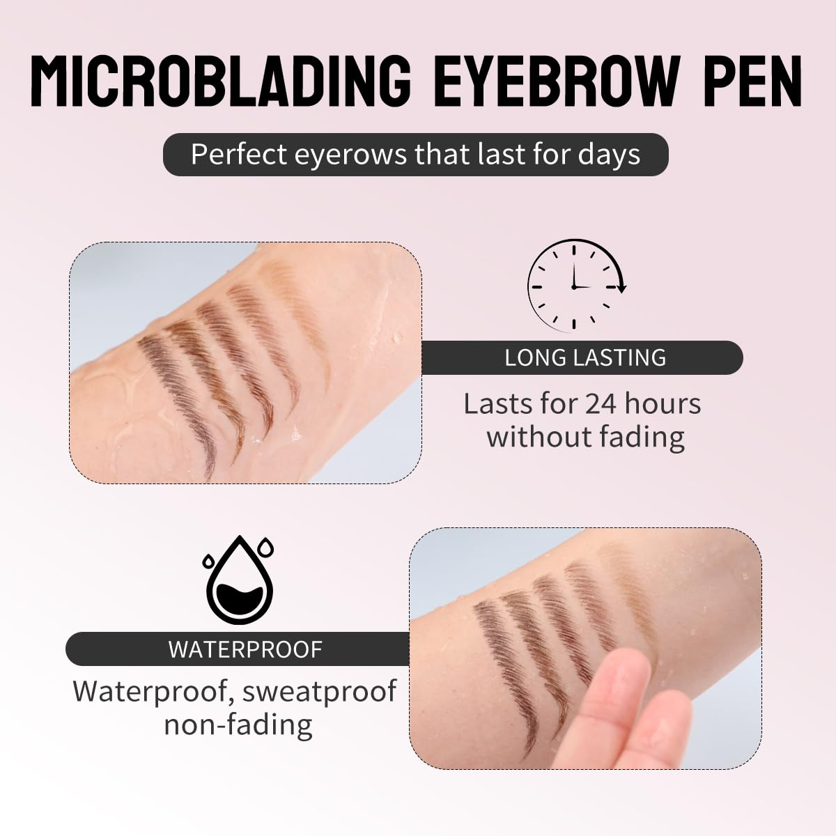 Eyebrow Pen,Brow Pencil 2-in-1 Dual-Ended Microblading Eyebrow Pencil with 2-Fork-Tip and Precise