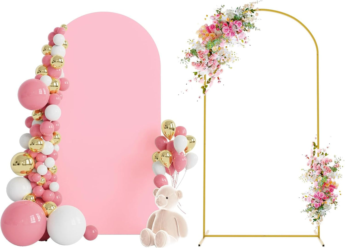 Wokceer 6.6 FT Wedding Arch Stand and Arch Cover, Metal Arch Stand with Arch Stand Cover for