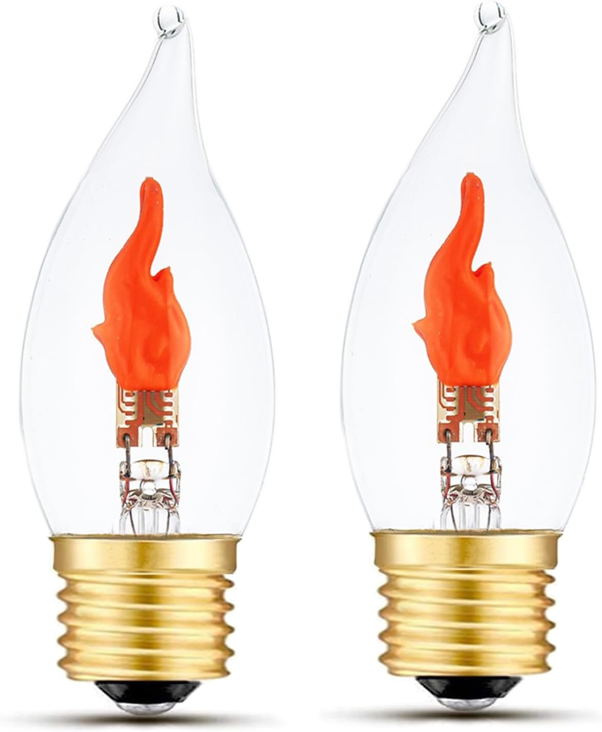 Flickering Light Bulbs E26 Flame Bulb, LED Fire Effect Flickering Small Flame Candle Light Bulbs