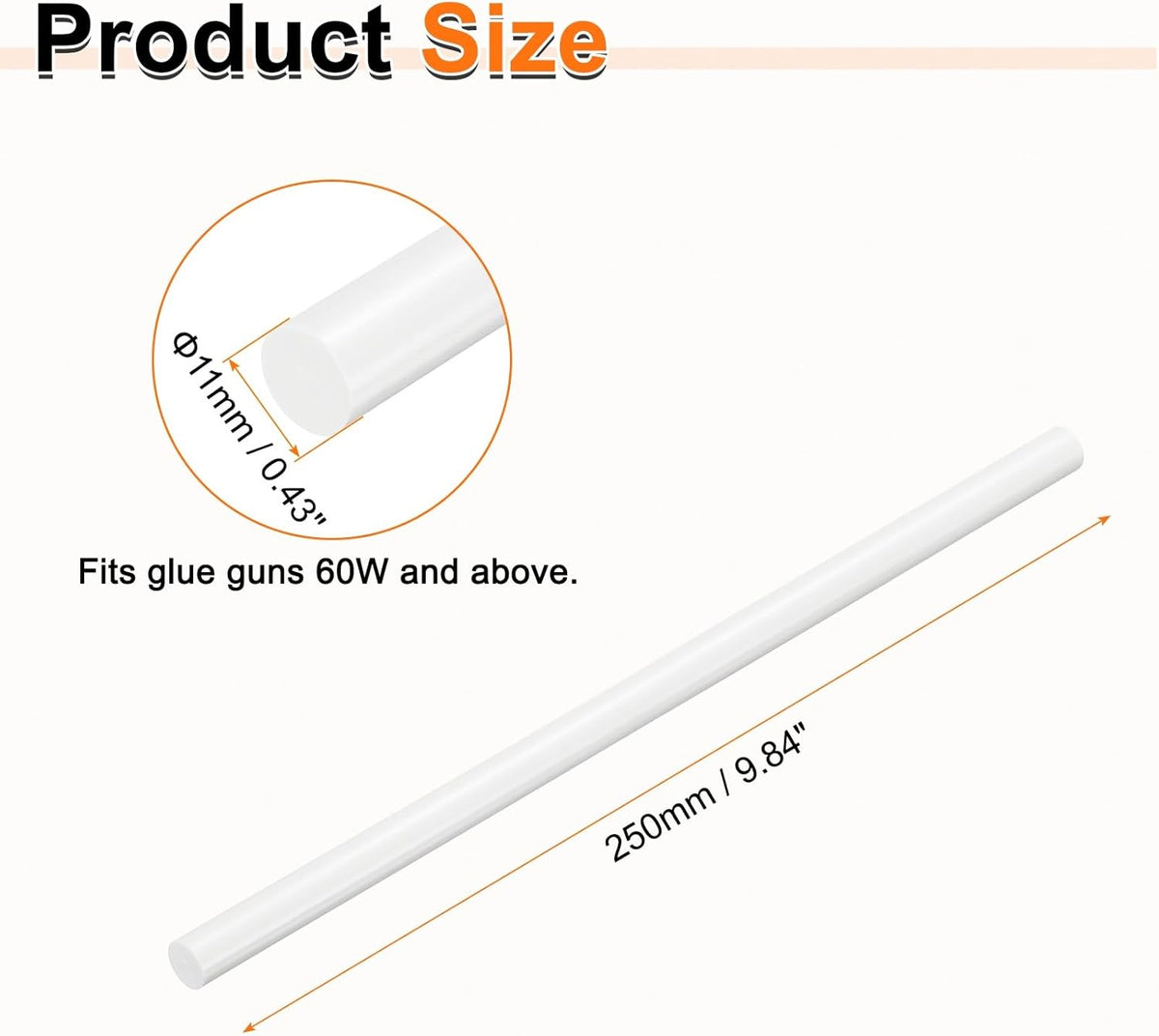HARFINGTON 10pcs Hot Glue Sticks 0.43" Dia x 9.84" Long EVA Mini Hot Melt Adhesive Glue Stick for