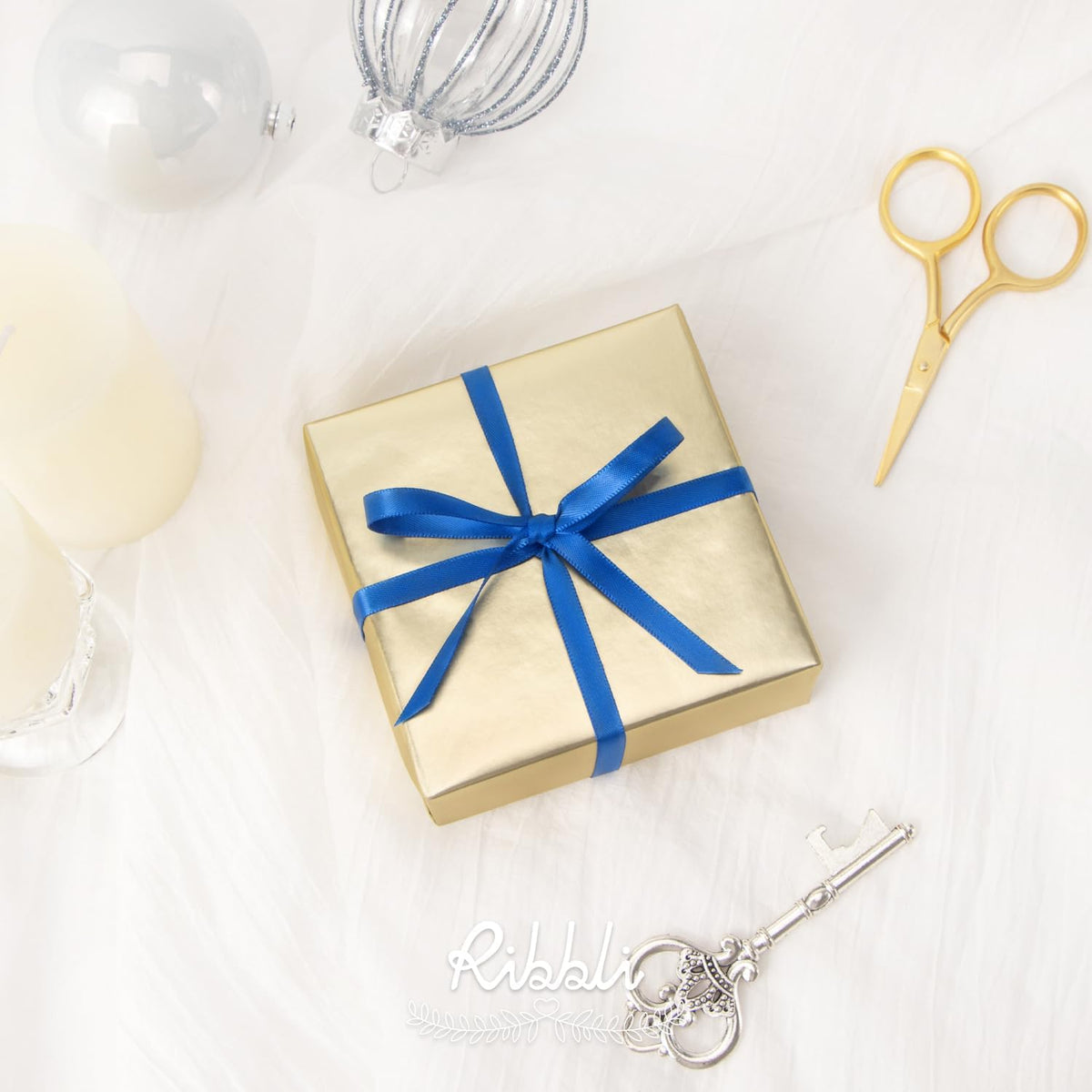 Ribbli Royal Blue Double Faced Satin Ribbon,1/4” x Continuous 25 Yards,Use for Bows Bouquet,Gift