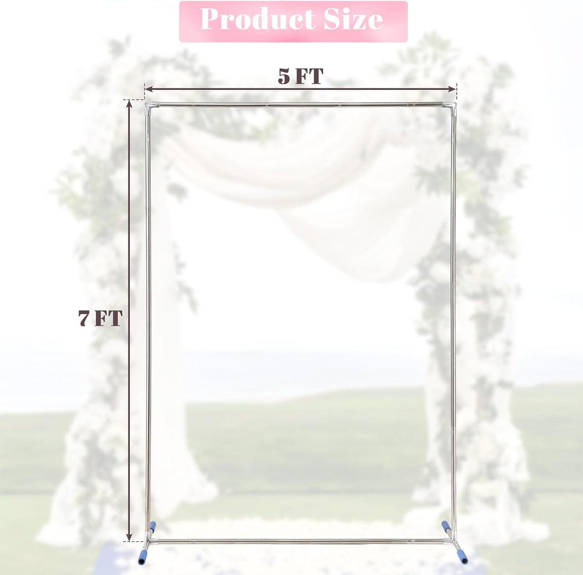 Arch Backdrop Stand,7x5 FT Metal Wedding Square Backdrop Stand for Ceremony Square Stainless Steel