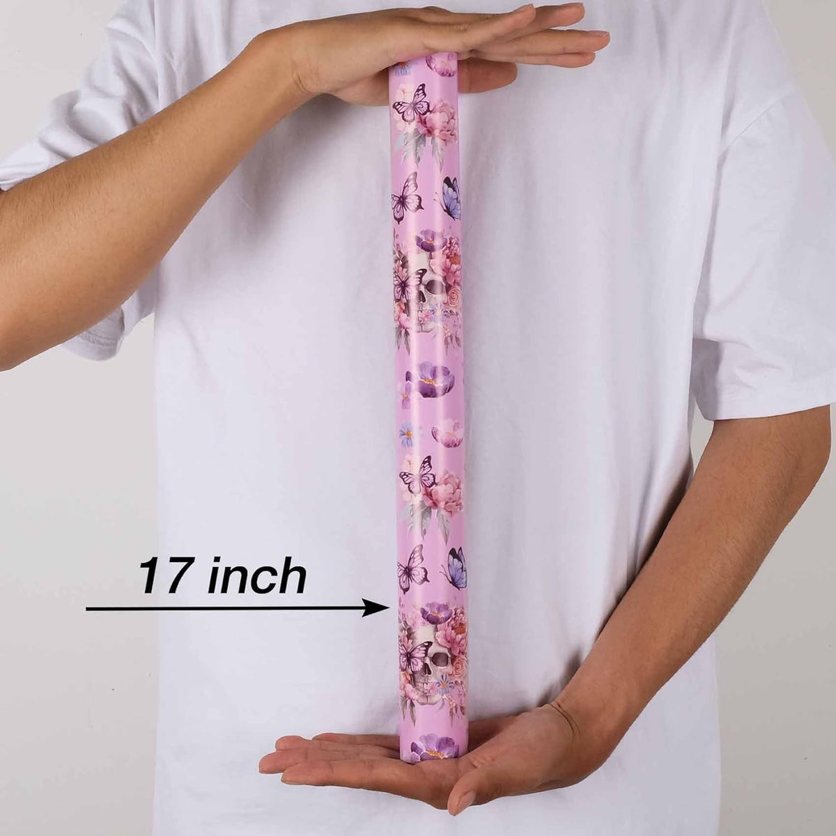 Aimyoo Gothic Wrapping Paper Roll, 17 Inch X 33 Feet Skull Floral Butterfly Design Gift Wrap Paper