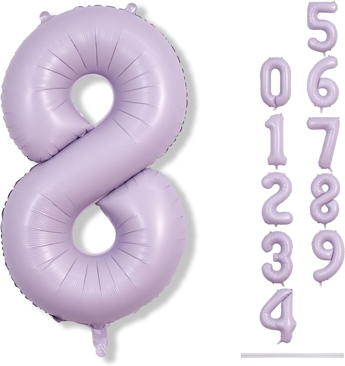 Light Purple Number 8 Balloons, 40 Inch Giant Dusty Pastel Purple Mylar Foil Number 8 Ballon for