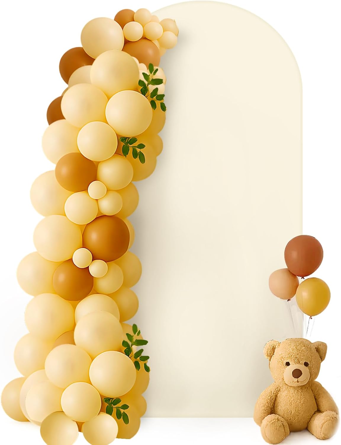 HEMMOTOP 6.6 ft Light Beige Arch Backdrop Cover (No Arch Stand), Spandex Arch Covers Stretchy
