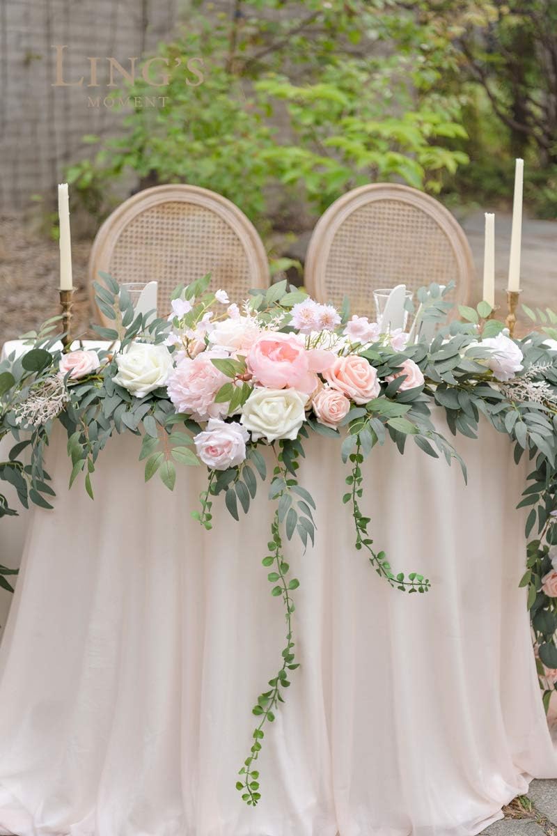 Ling's Moment 9FT Flower Garland for Backdrop Decorations - Wedding Arch Flowers, Eucalyptus &