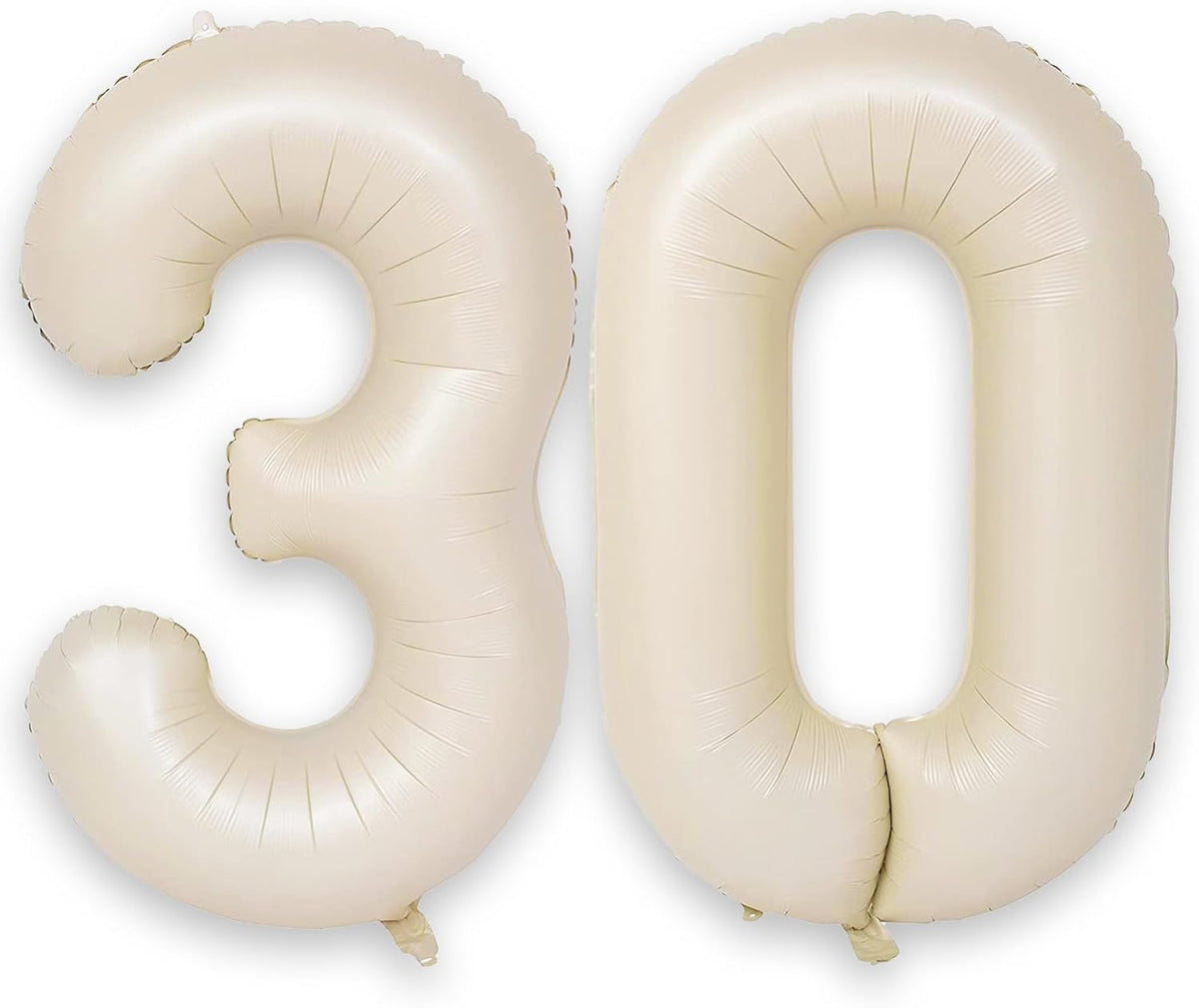 40 Inch Cream Number 30 Balloon, Beige Large Self Inflating Foil 3 & 0 Balloons for Women Men 30th