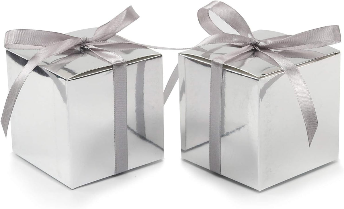 COTOPHER 60pcs Small Gift Boxes, Favor Boxes 2x2x2 inches Paper Gift Boxes with Ribbons Candy Box