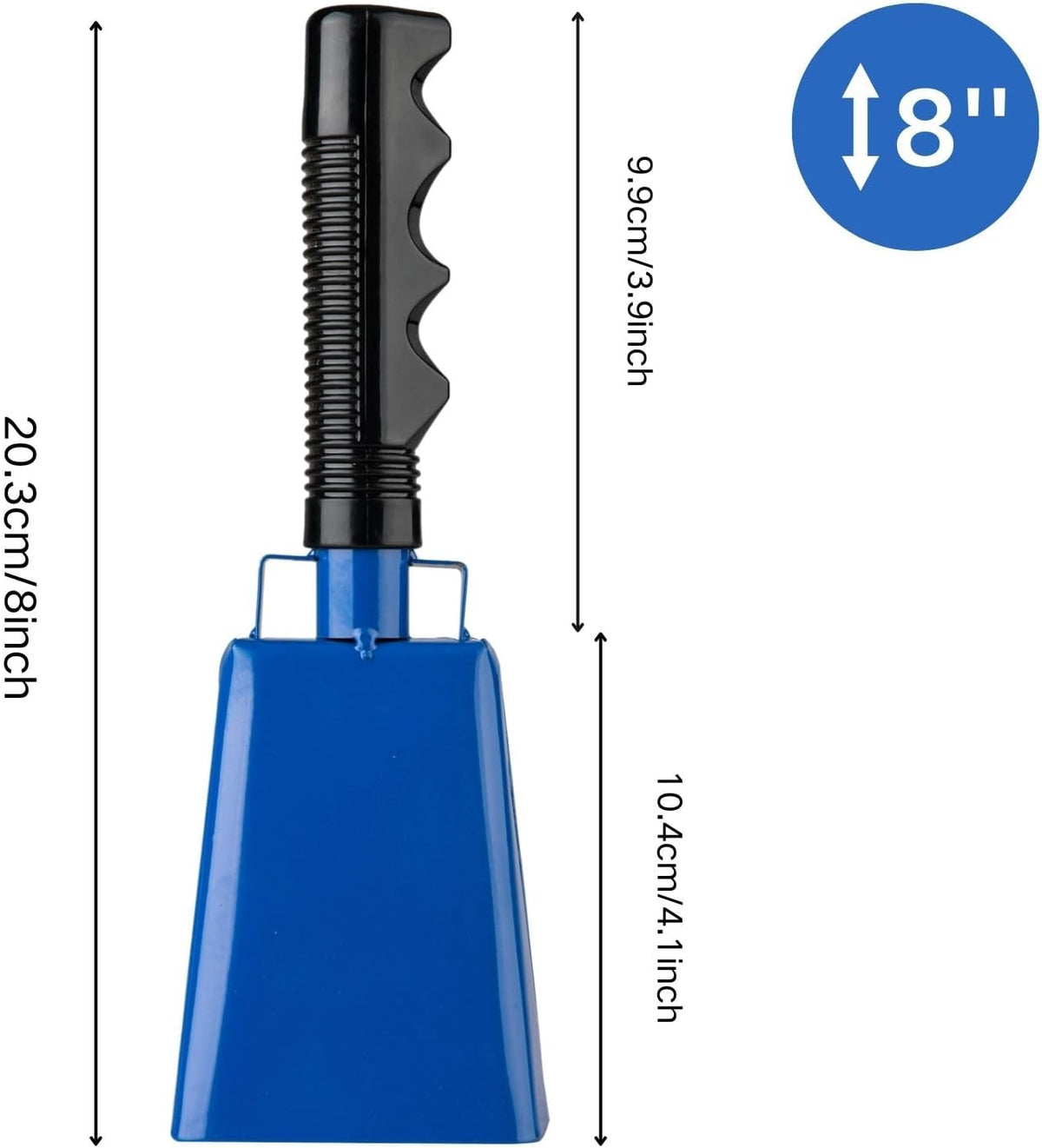 Steel Cow Bell with Handle 8 inch Cowbells Noise Makers, 2Pcs Large Cowbell for Sporting Events