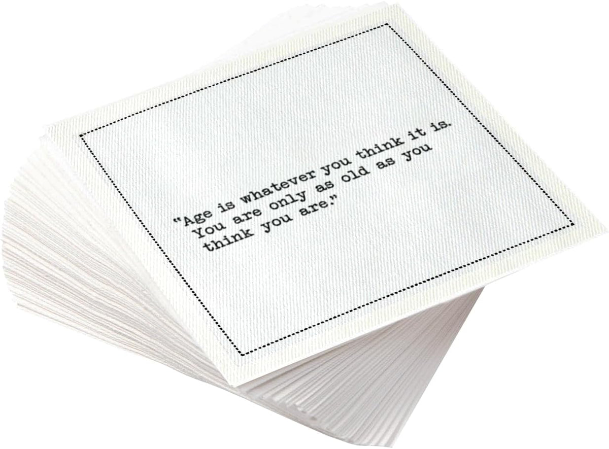 Five Star Napkins Birthday Quotes, White Cotton Cocktail Napkins, Beverage Napkins, Bar Napkins