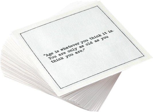 Five Star Napkins Birthday Quotes, White Cotton Cocktail Napkins, Beverage Napkins, Bar Napkins
