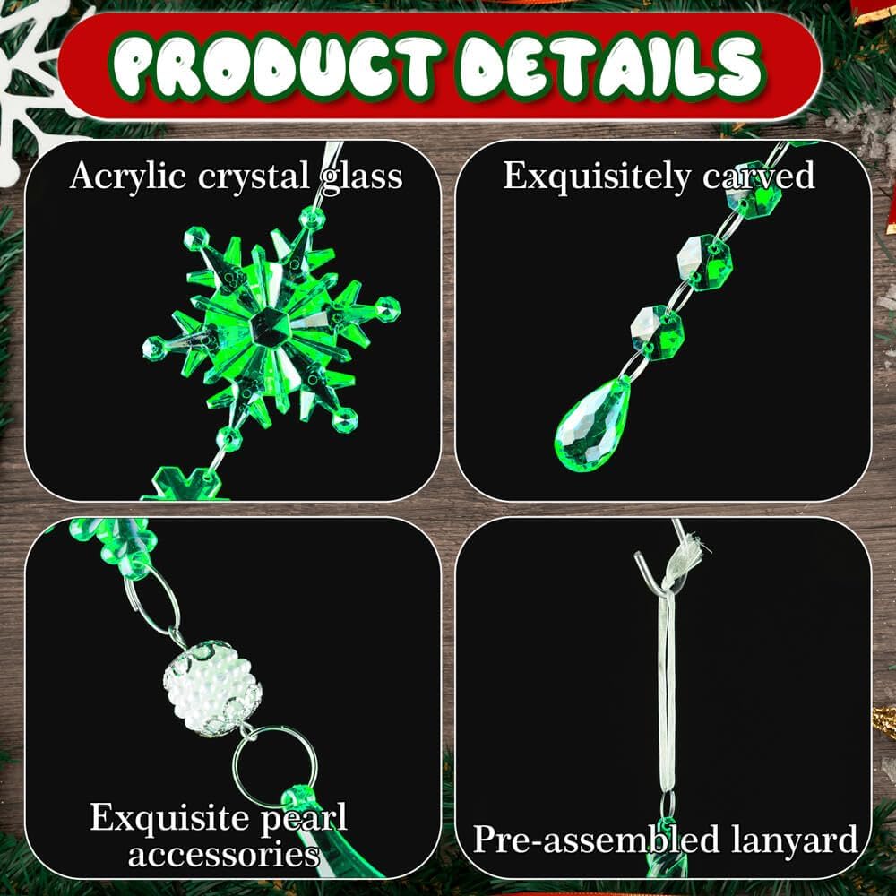 Lanpn 26 Pcs Christmas Ornaments Crystal Christmas Tree Decoration, Hanging Clear Acrylic Snowflake