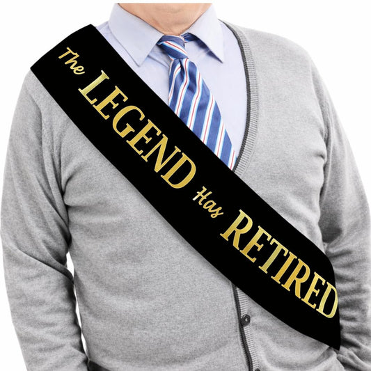 JPACO The Legend Has Retired Sash – Elegant Black and Gold Foil Legendary Sash for Both Women and