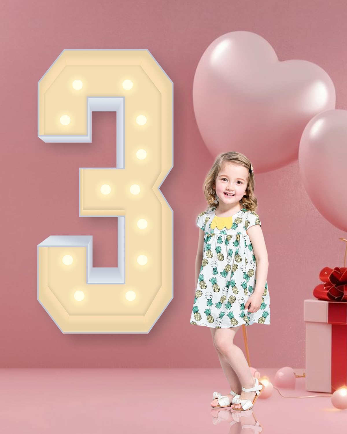 4FT Plastic Marquee Numbers 3 - Light up Numbers Are Made from Corrugated Plastic Board - Quick
