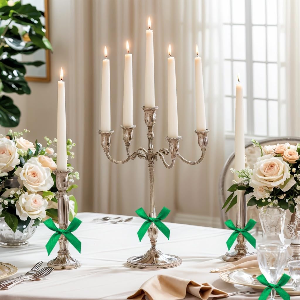 60pcs 1.7" Mini Green Ribbon Bows Decor – Small DIY Satin Bows for Crafts, Little Bows for Gift