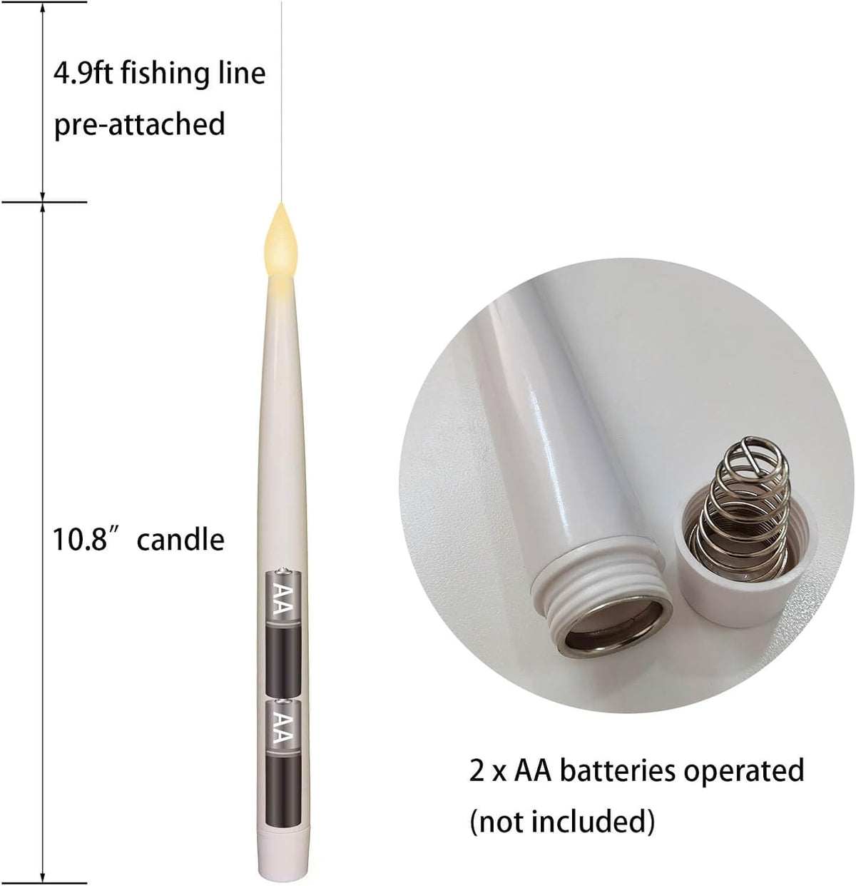 Leejec 10 Pcs of 10.8" Floating Candles with Magic Wand Remote, Halloween Decorations, Indoor