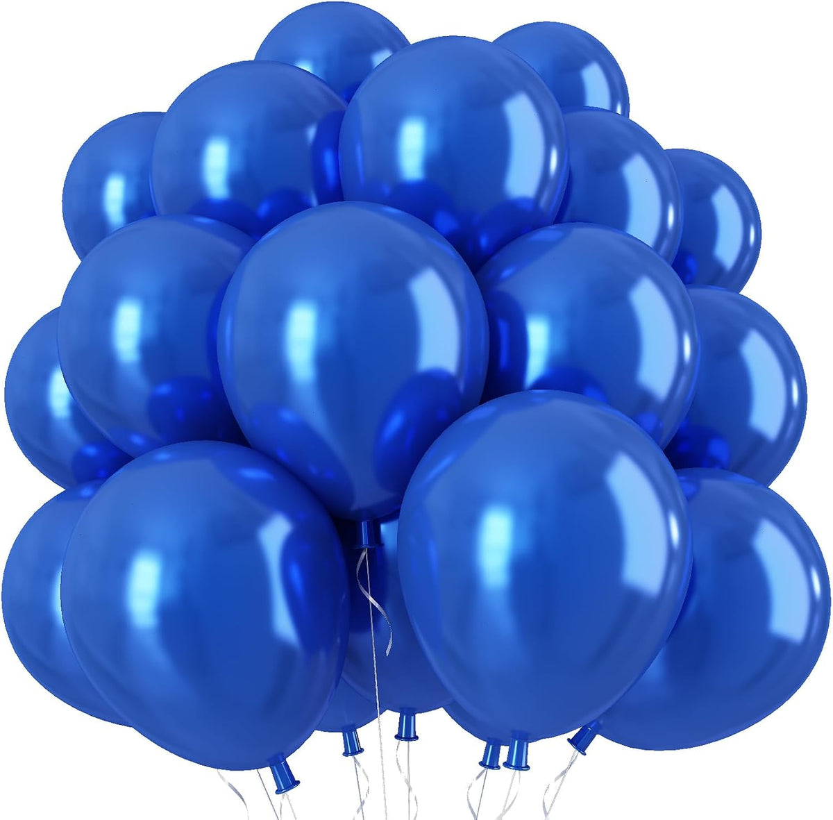 Chrome Blue Balloons, 50 PCS 10 Inch Double-Layered Metallic Royal Blue Balloons, Shiny Thick