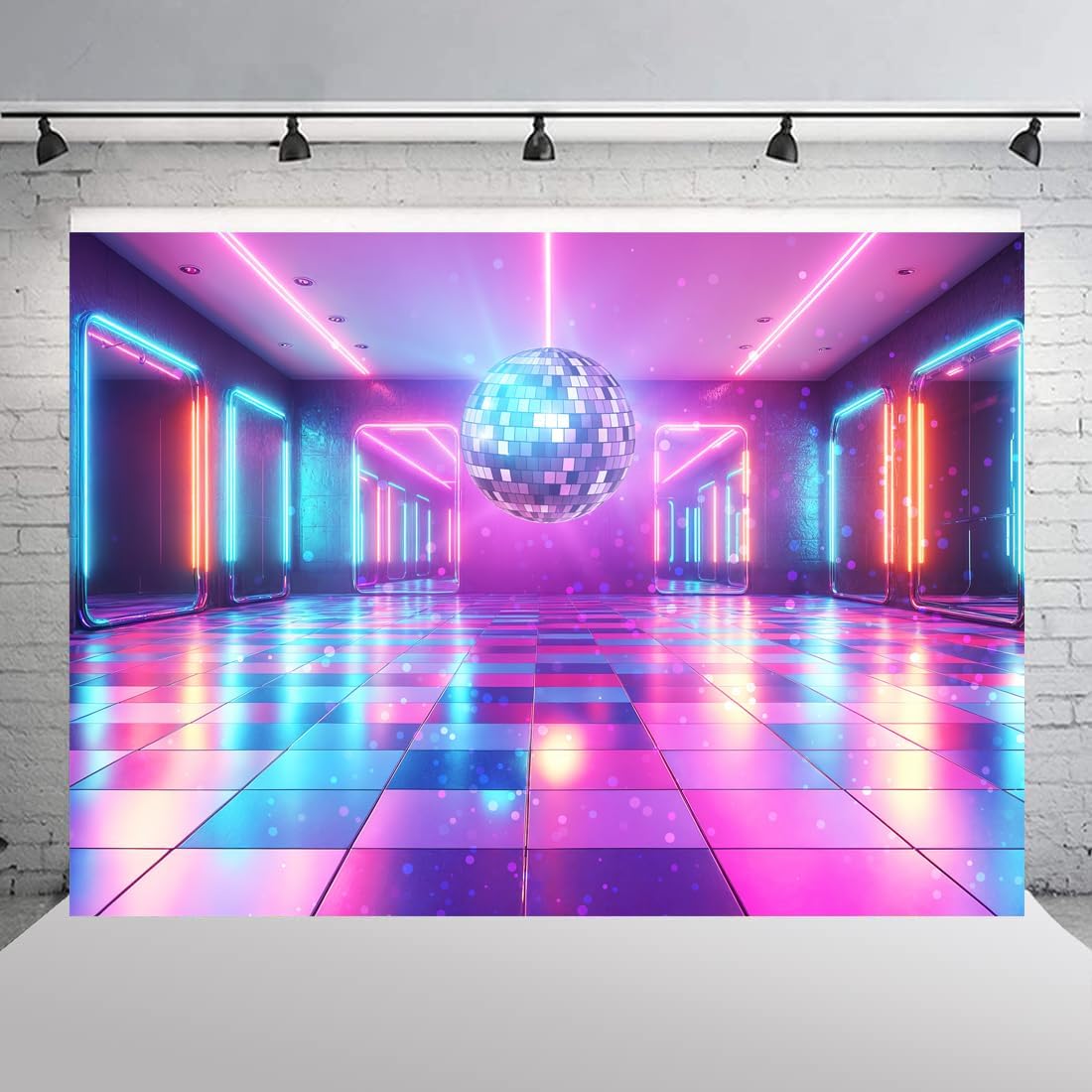 Disco Decorations Backdrop, Retro Glow Party 70s 80s 90s Theme Stage Dance Background Disco Party