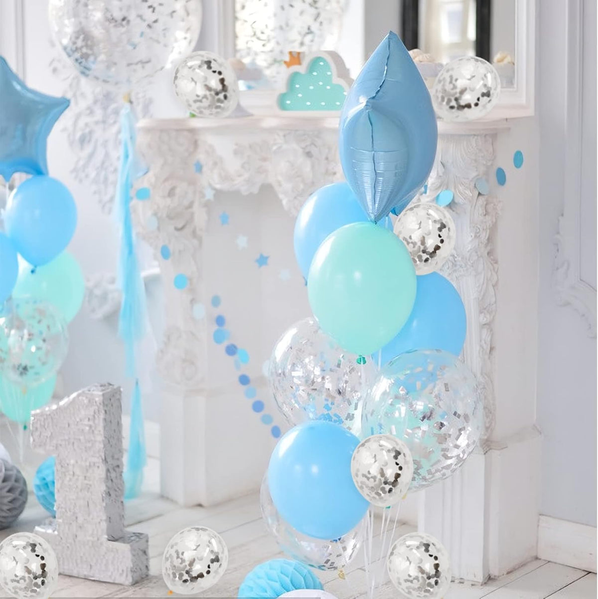 Silver Confetti Balloons, 40 Pcs 5 Inch Clear Balloons with Confetti Inside for Graduation