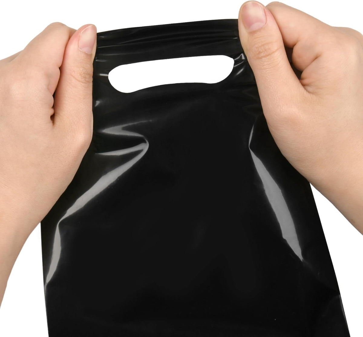100 PCS Black Small Gift Bags, 6"x8" Merchandise Bags for Small Businesses, Goodie Bags Party Favor