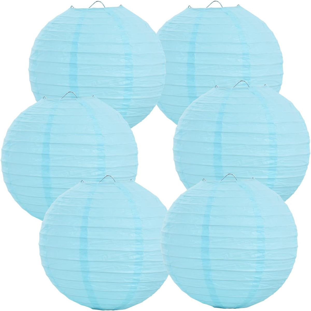 BEISHIDA 12-Inch Light Blue Round Paper Lanterns Decorative Hanging Asia Chinese Japanese Paper