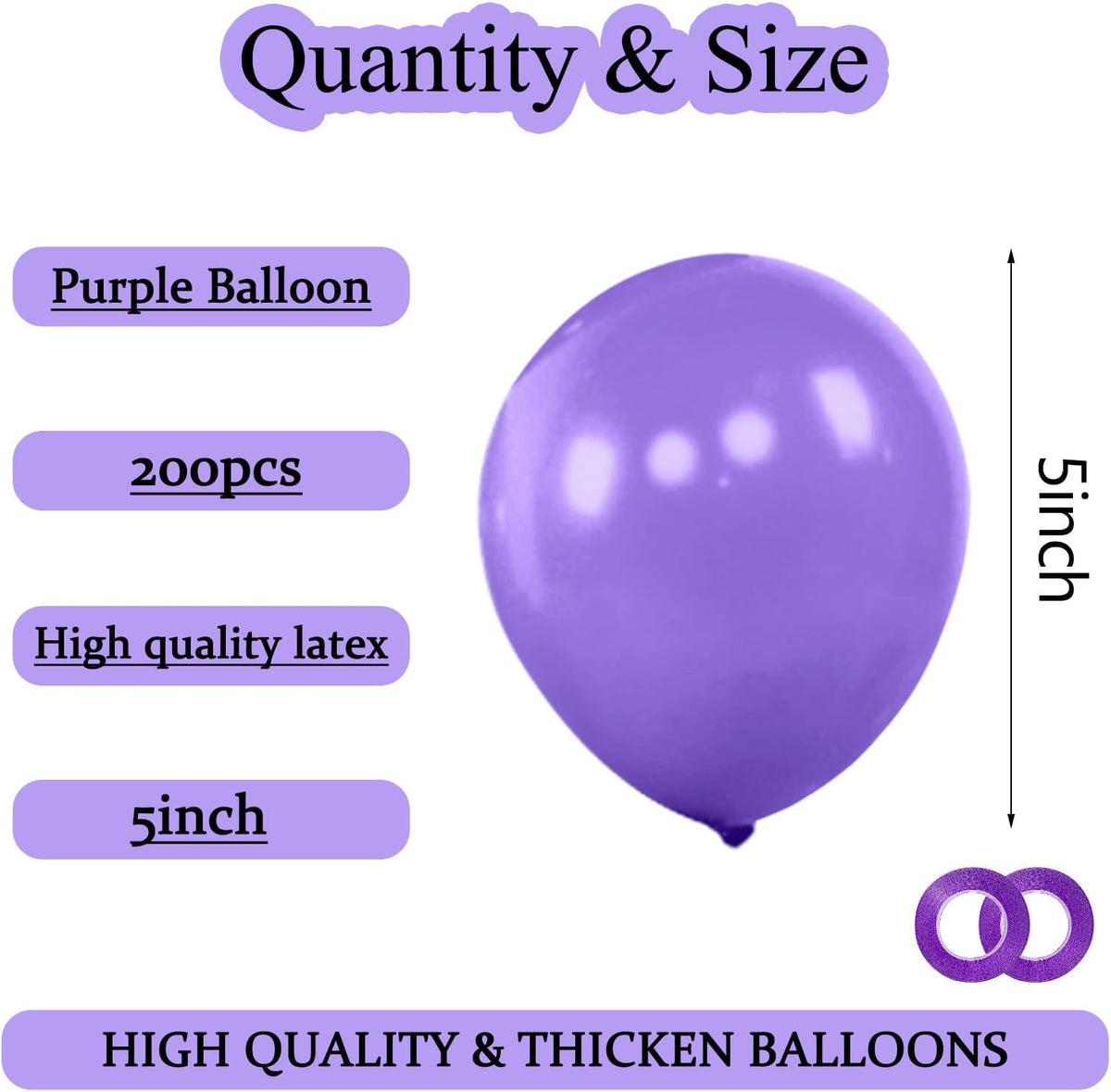 KAWKALSH 200pcs Purple Balloons 5 Inch, Small Mini Latex Balloons for Party Birthday Baby Shower