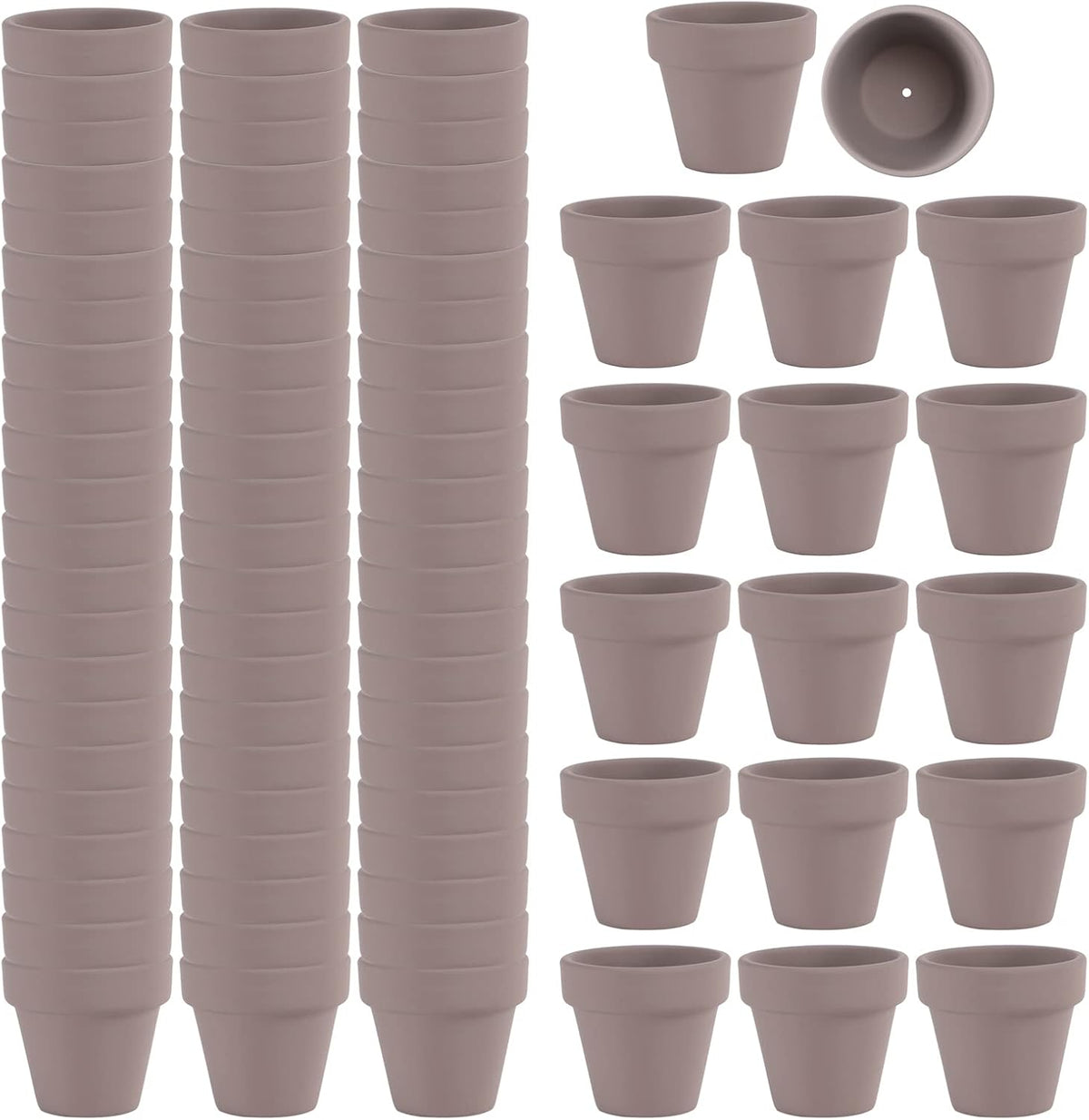 80 Pcs Small Mini Grey Clay Pots 2.1'' Terracotta Pot Clay Ceramic Pottery Planter Cactus Flower