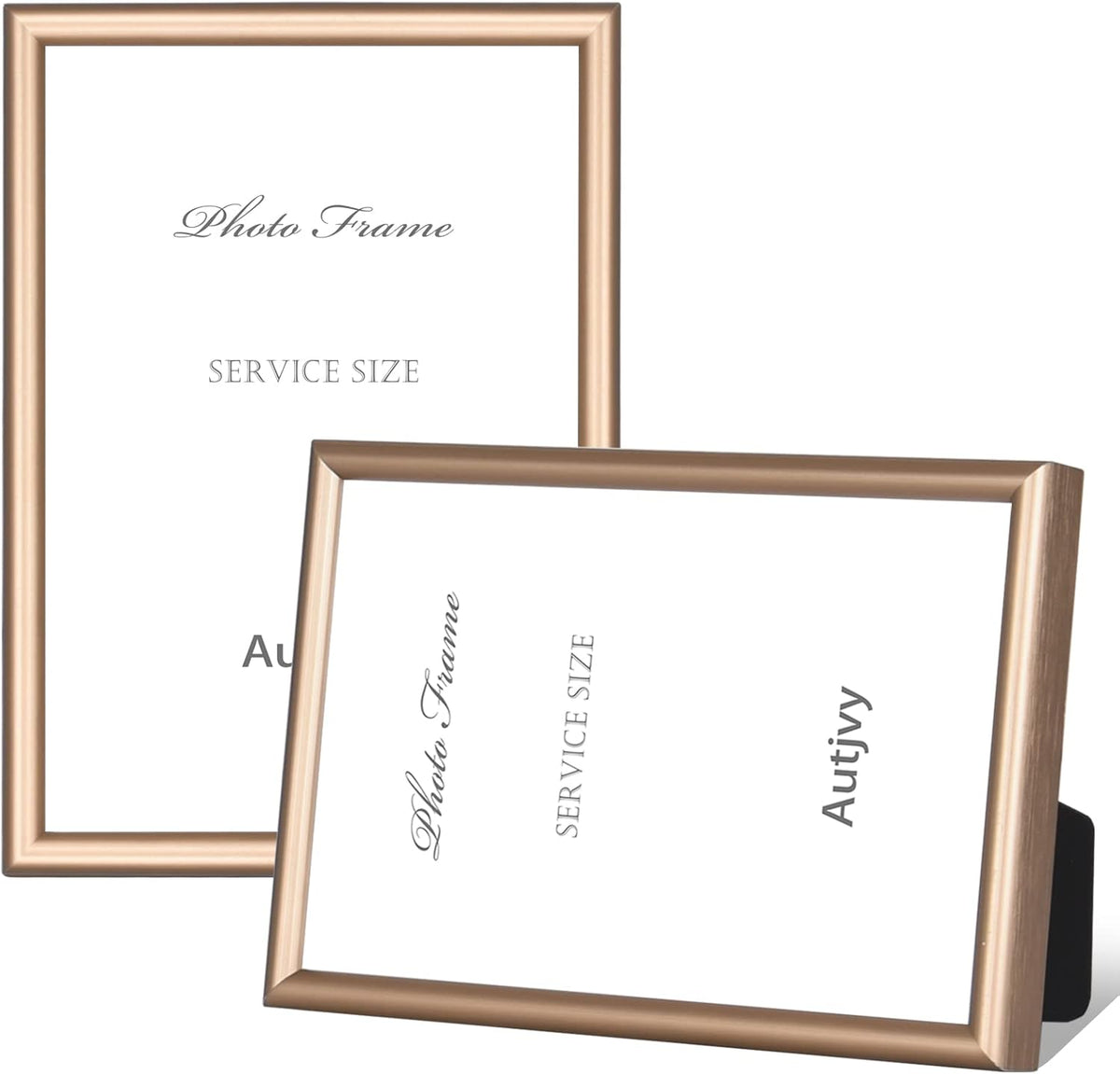 5x7 Picture Frame Set of 2, Gold - Brushed Brass Modern Simple Thin Aluminum Metal Photo Frame with