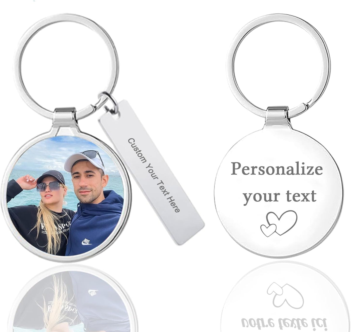 Custom Keychain with Picture Double-sided Personalized Photo Text Keychain, Gift for Anniversary
