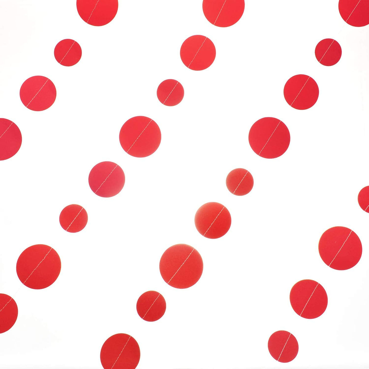 Red Paper Garland Circle Dot Party Banner Wall Streamers Backdrop Ceiling Hanging Decorations, 20