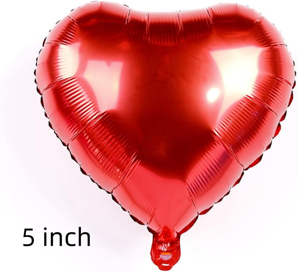 50 Pcs Red Heart Shaped Balloon Foil Balloon 5 inch Heart Balloon for Valentinge's day Wedding