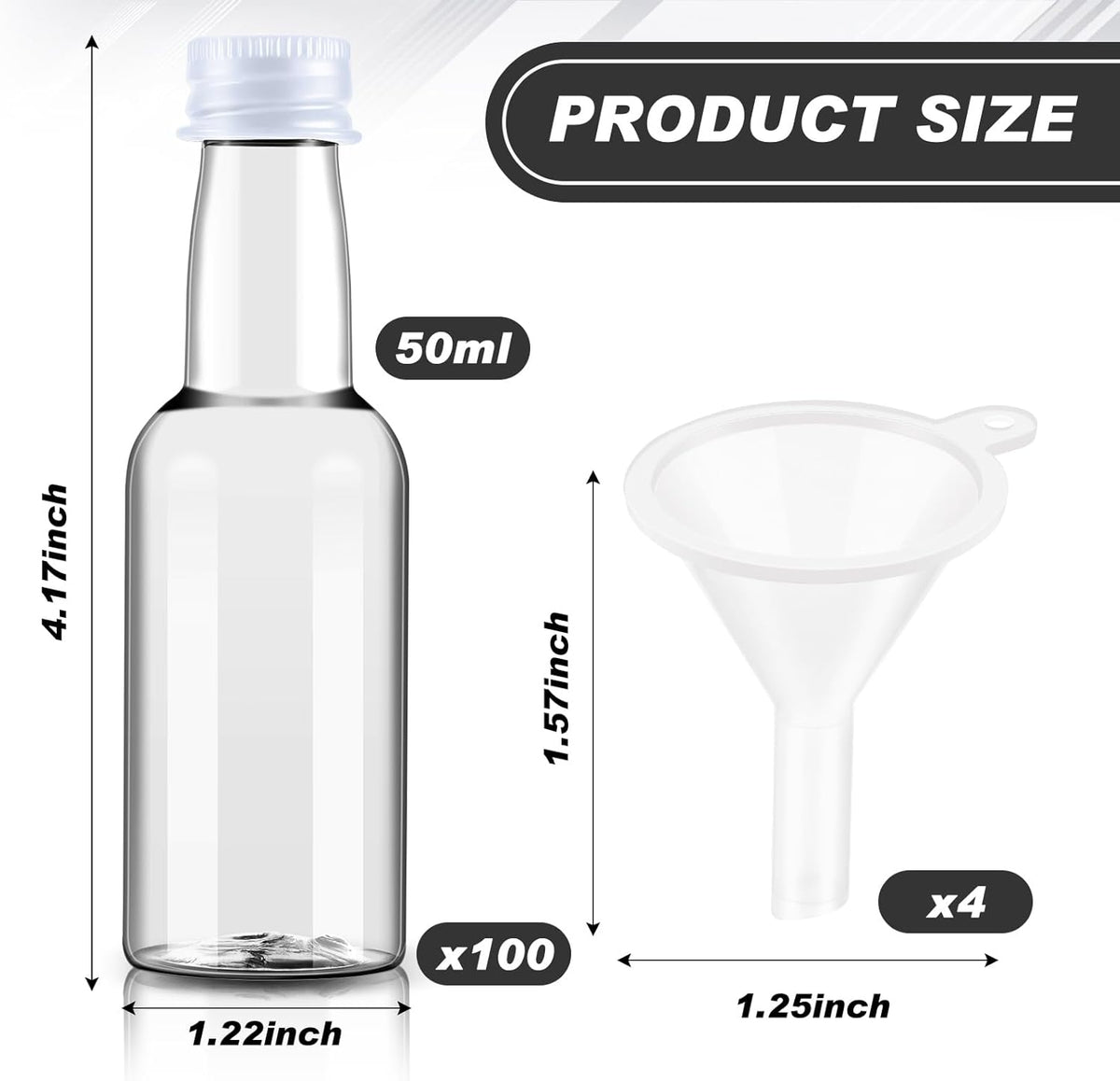 Tessco 100 Pcs Mini Liquor Bottles Plastic Mini Salad Dressing Bottle Christmas Small Shooter