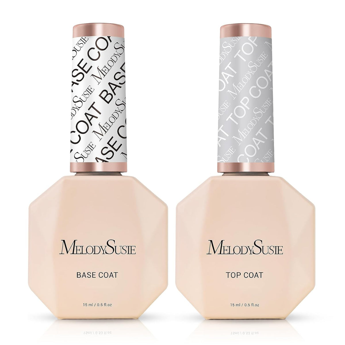 MelodySusie Top Coat Base Coat No Wipe Glossy Set Long Lasting Shine Finish Soak Off UV LED Nail