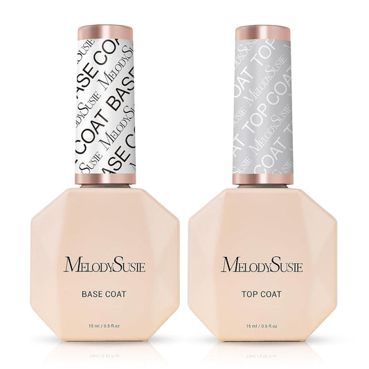 MelodySusie Top Coat Base Coat No Wipe Glossy Set Long Lasting Shine Finish Soak Off UV LED Nail