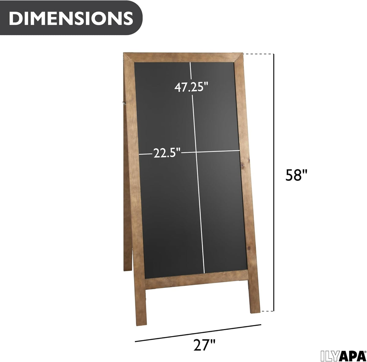Ilyapa A-Frame Chalkboard Sidewalk Sign - 58 x 27 inches, Folding Standing Sandwich Sign