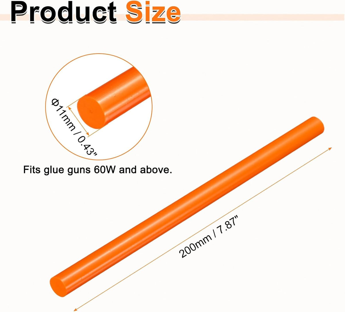 HARFINGTON 10pcs Hot Glue Sticks 0.43" Dia x 7.87" Long EVA Mini Hot Melt Adhesive Glue Stick for