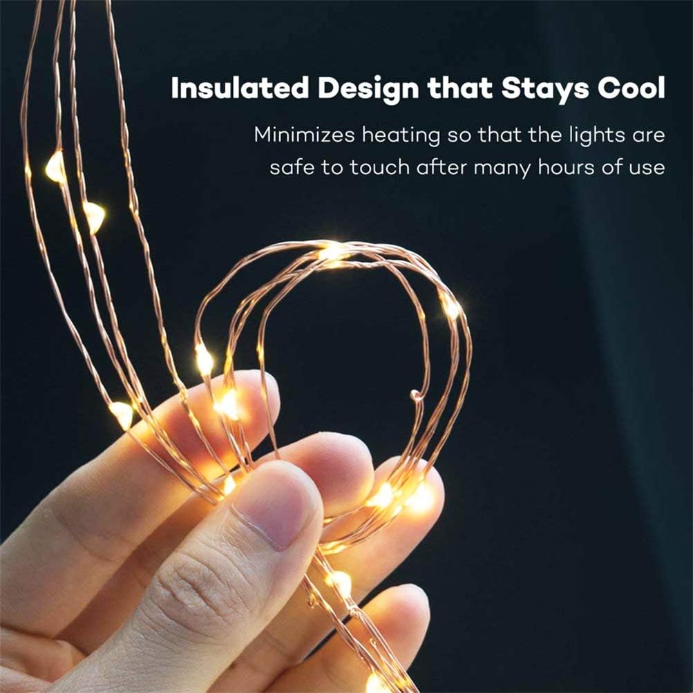 220 LED Firefly Bunch Lights Battery Operated, 8 Flashing Modes Waterproof Copper Wire Waterfall