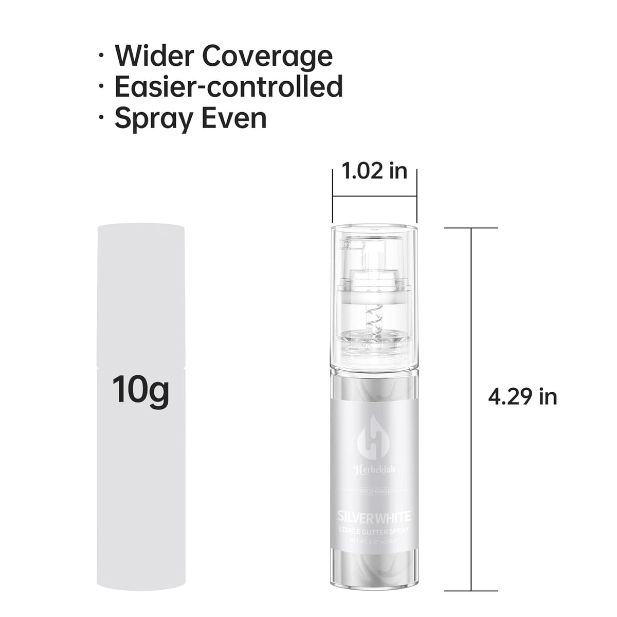 White Edible Glitter Spray - 10g Edible Silver White Cake Glitter Food Grade Silver White Spray