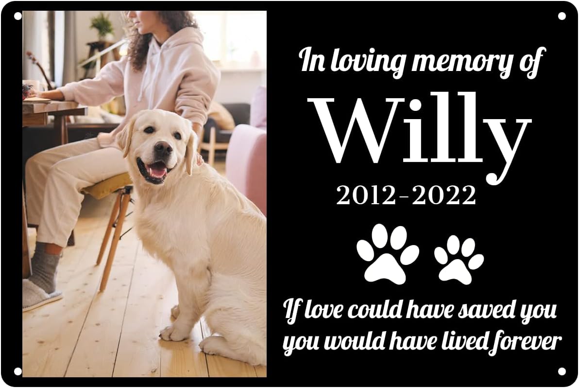 Custom Dog Memorial Metal Signs - Personalized Dog Photo Memory Sign as Dog Memorial Gifts for Loss