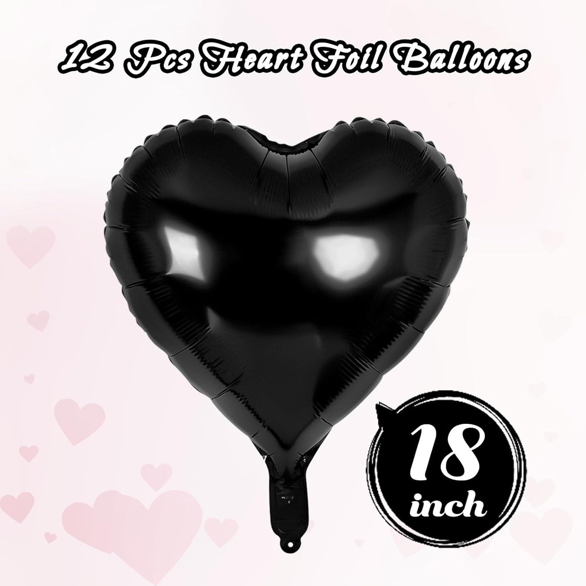 24 Pcs Black Heart Balloons,18 inch Heart Shape Foil Balloons Love Balloons Valentine Balloons for