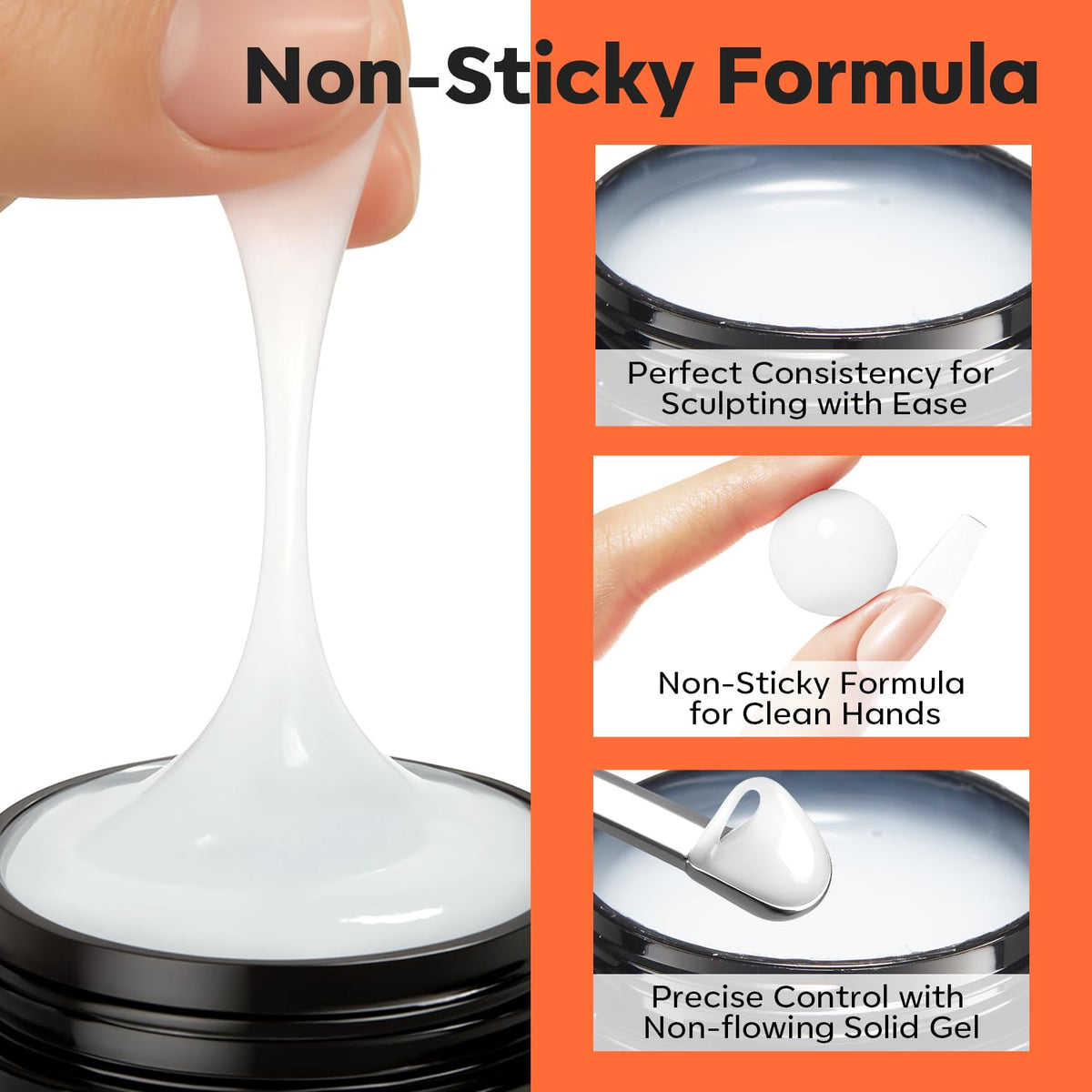 modelones 3D Sculpting Gel, Milky White Solid Nail Builder Hard Gel for Nail Art Molding &