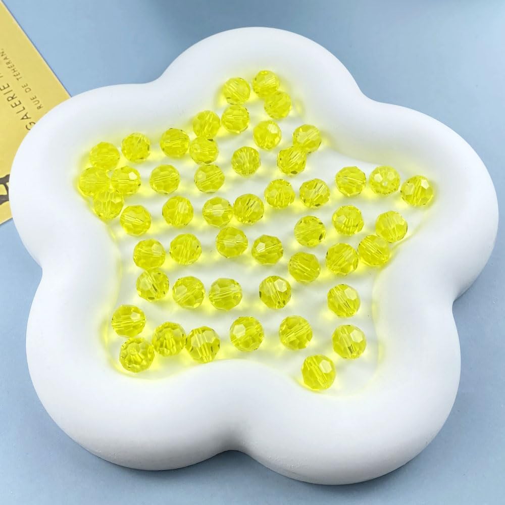 100 PCS 8mm Crystal Glass Beads Round Multiple Faceted Loose Spacer Glass Beads for DIY Handcrafte