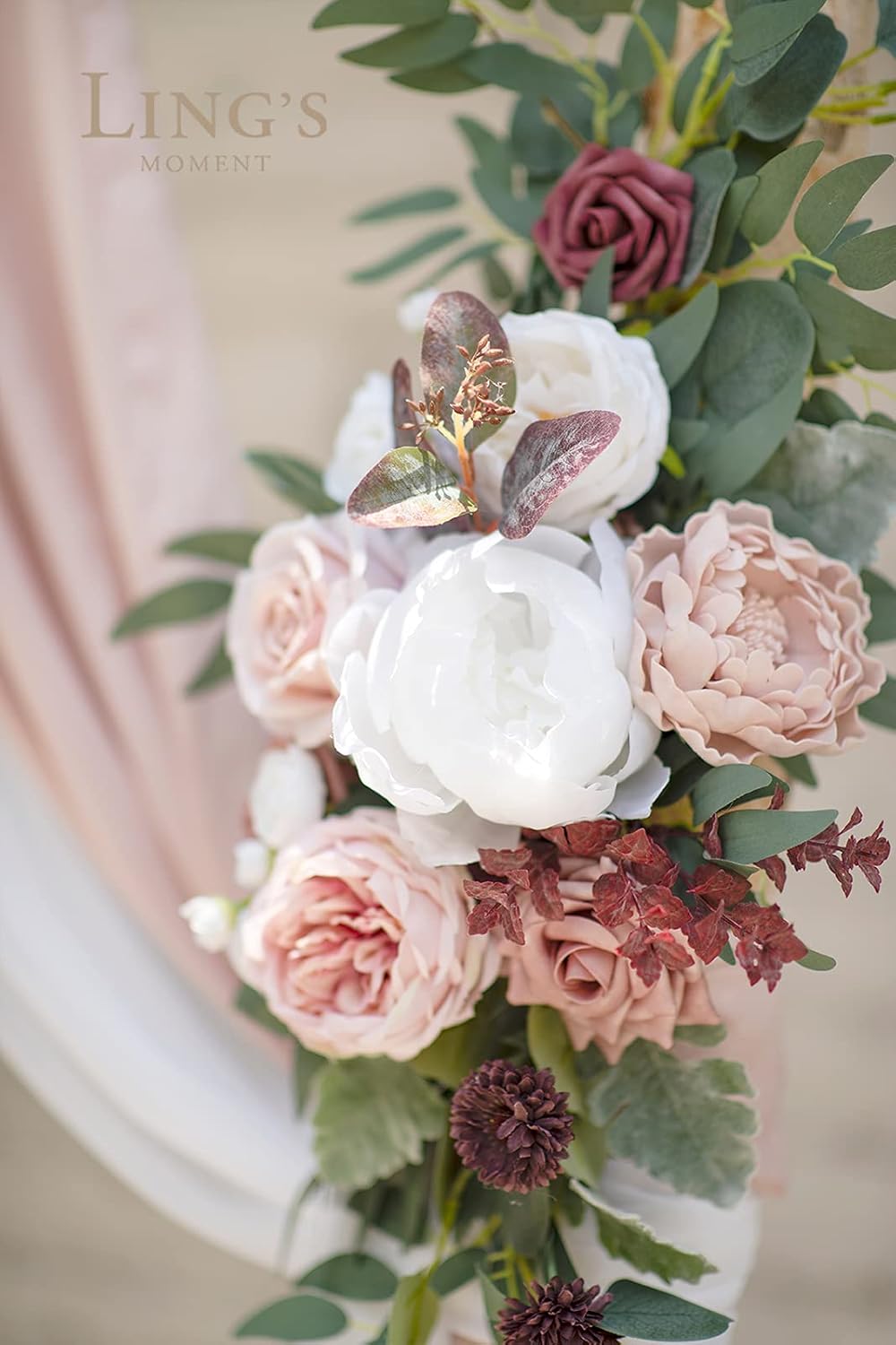 Ling's Moment Pink Mauve Artificial Wedding Arch Flowers Kit Pack of 4, 2pcs Hanging Flower