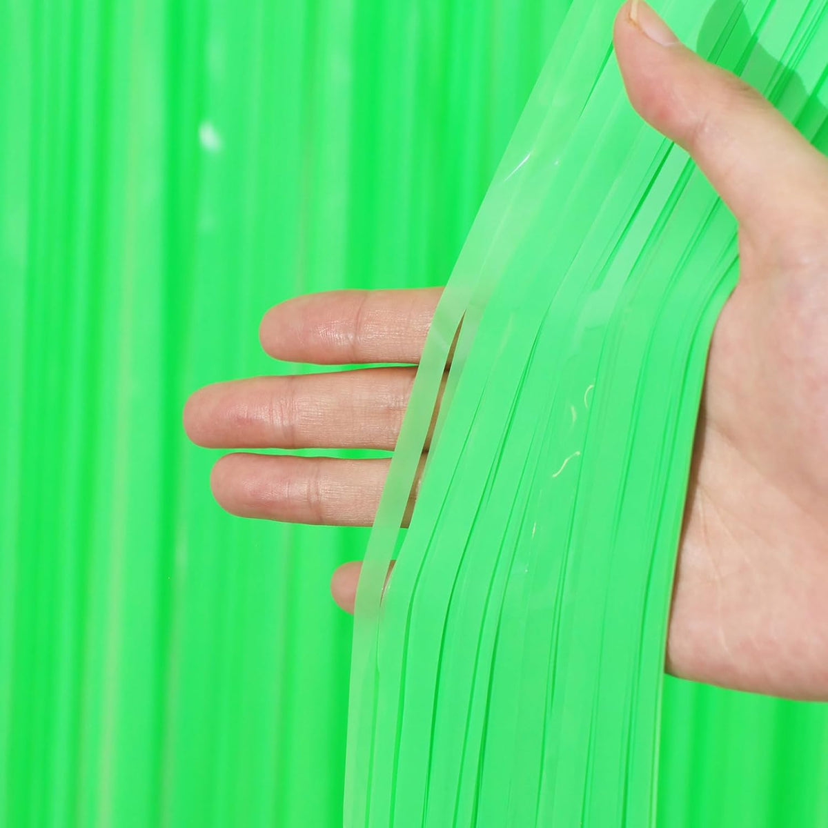 2 Pack Pastel Green Foil Fringe Backdrop Curtains, Tinsel Streamers Party Decorations, Fringe